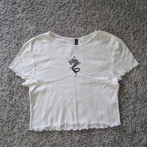 H&M Women's Dragon crop top shirt